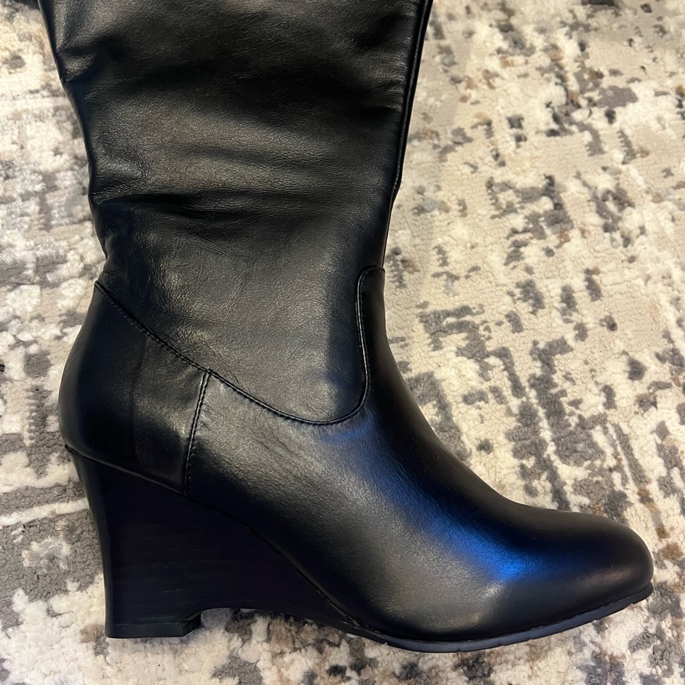 Women’s black leather Fitzwell boots size 7.5 extra wide calf - Picture 3 of 7